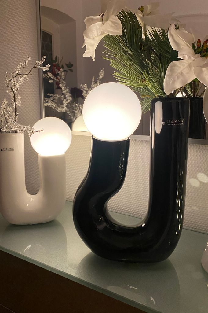 Lampe Firorello 30cm gewölbt mit LED Birne schwarz