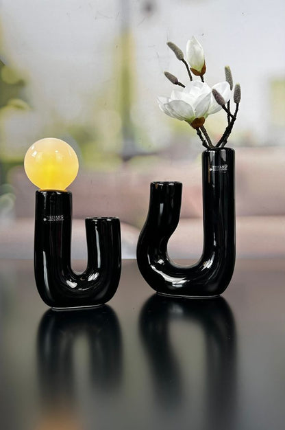 Lampe Fiorello 22cm U-Form mit LED Birne schwarz