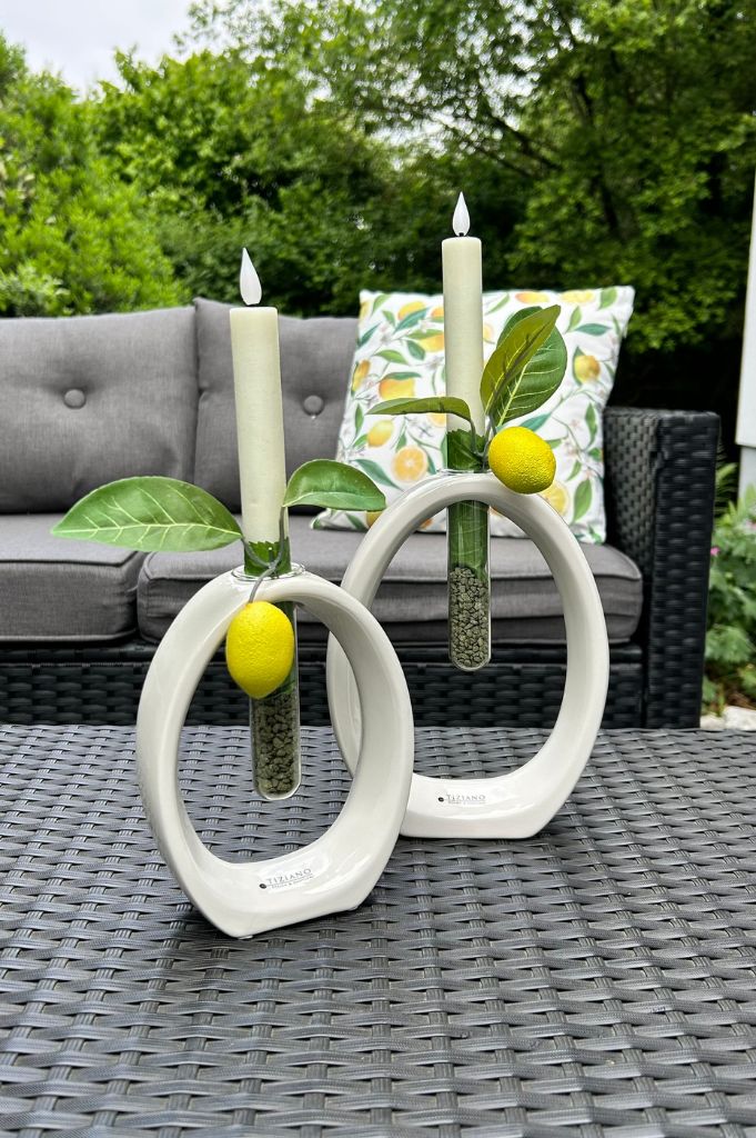 Vase Floreana Cortes creme-weiß mit Glasröhrchen