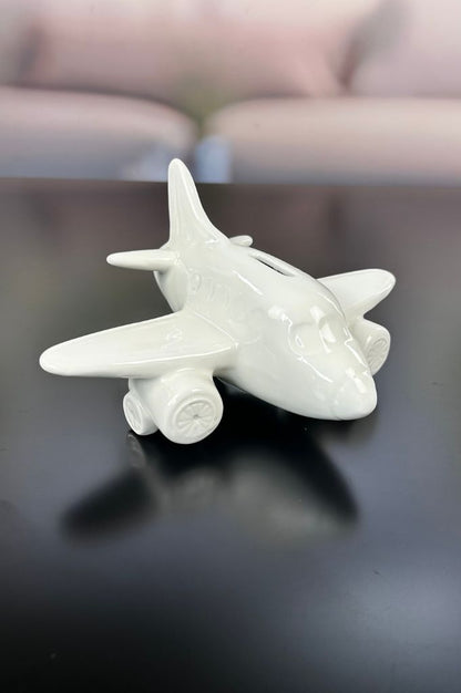 Spardose Flugzeug Soldo 13cm creme