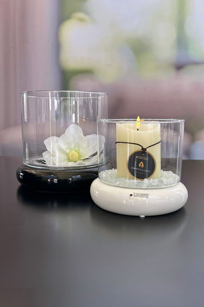 Windlicht Forlie 26cm schwarz mit Klarglas