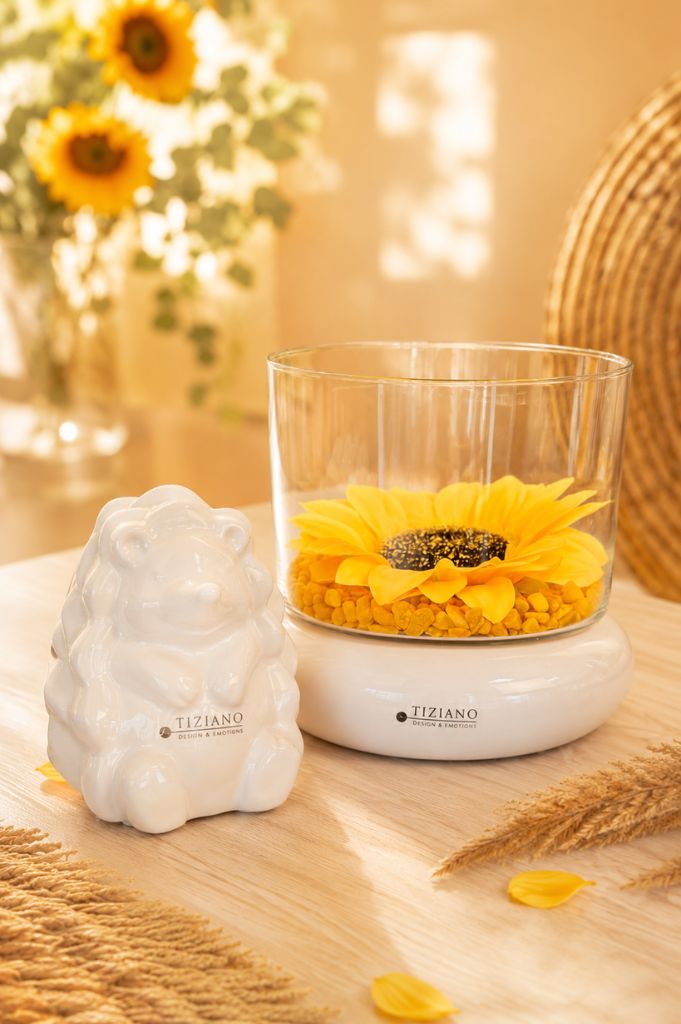 Dekoset Windlicht Forlie mit Sonnenblume + Igel Max