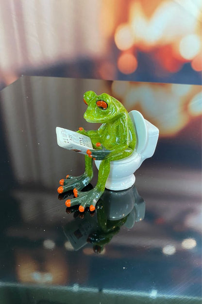 Deko Frosch Fridolin hellgrün mit Zeitung