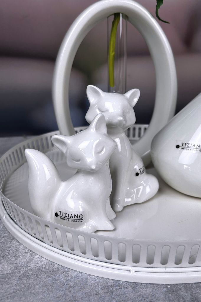 Dekoset Metallschale Canneto 35cm mit Fuchs Roxy+Vallina