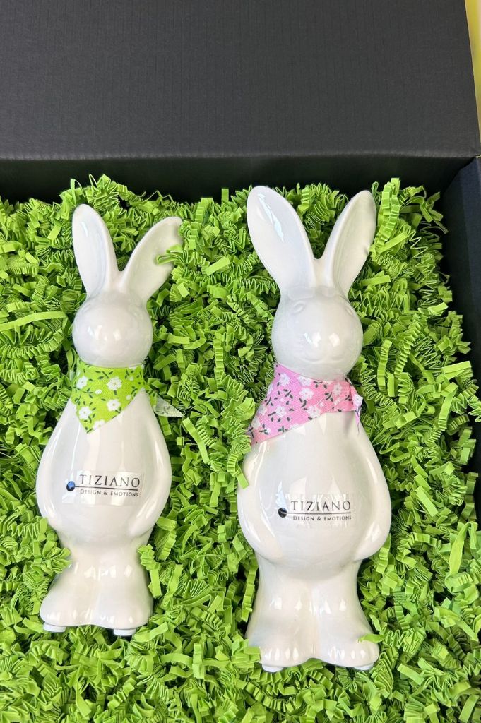 Geschenkbox M Hase Gabrio lila + grün