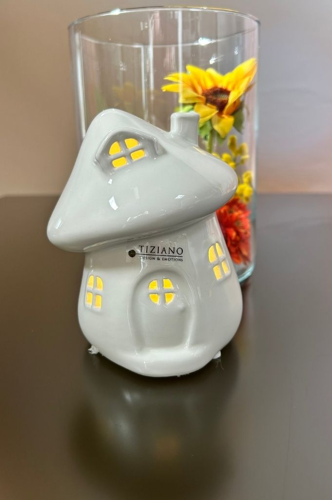 Dekoset Glasvase Nostra mit Haus Gardino LED