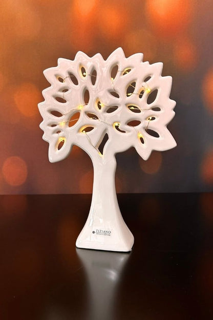 Dekobaum Gavello LED creme-weiß
