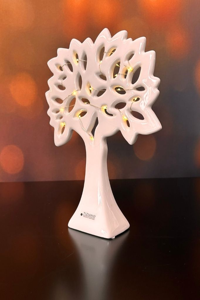 Dekobaum Gavello LED creme-weiß