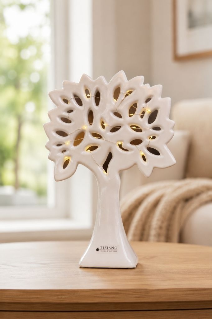 Dekobaum Gavello LED creme-weiß