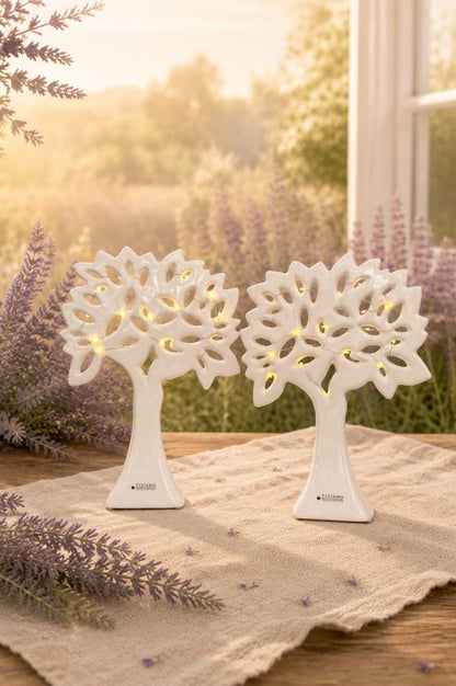 Dekobaum Gavello LED creme-weiß