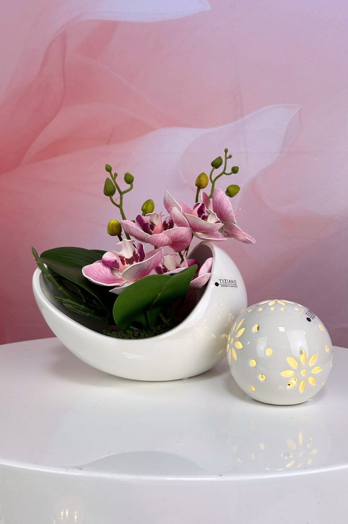 Dekoset Gazo mit Orchidee pink