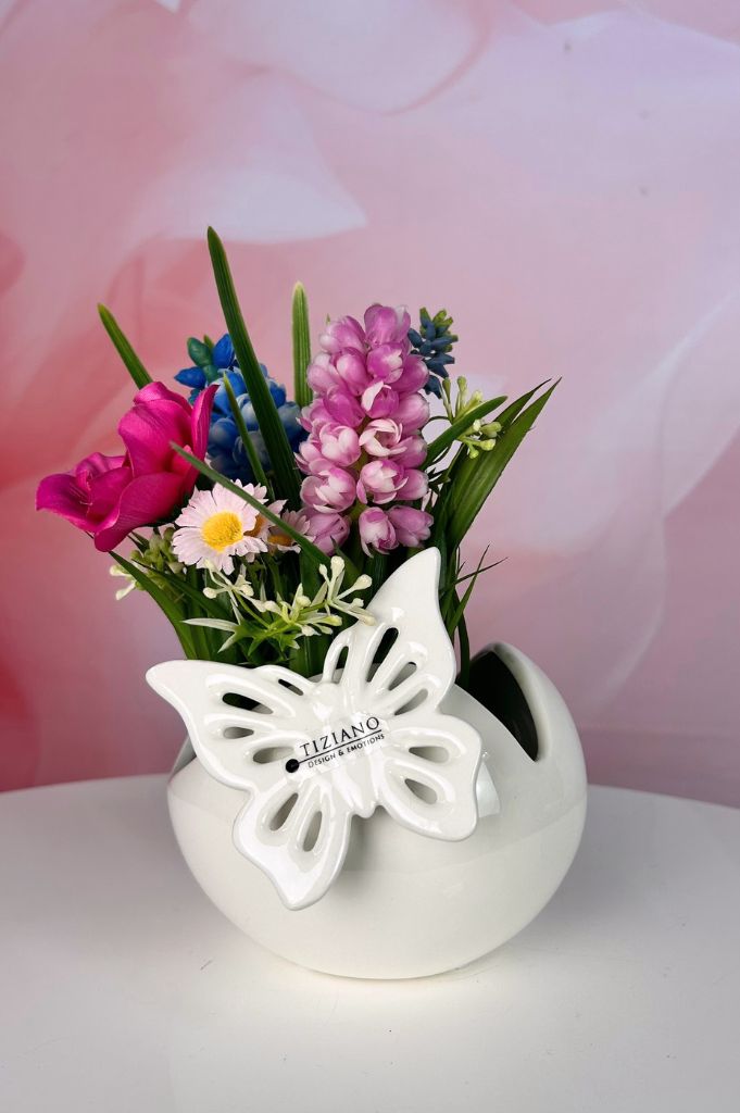 Dekoset Schale Porto mit Blumen+Schmetterling Marilin