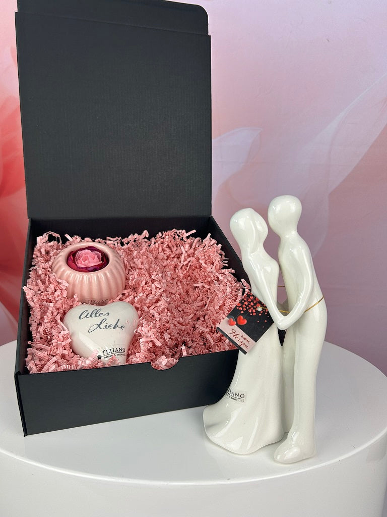 Geschenkbox Paar Amorino mit Teelicht Prisma