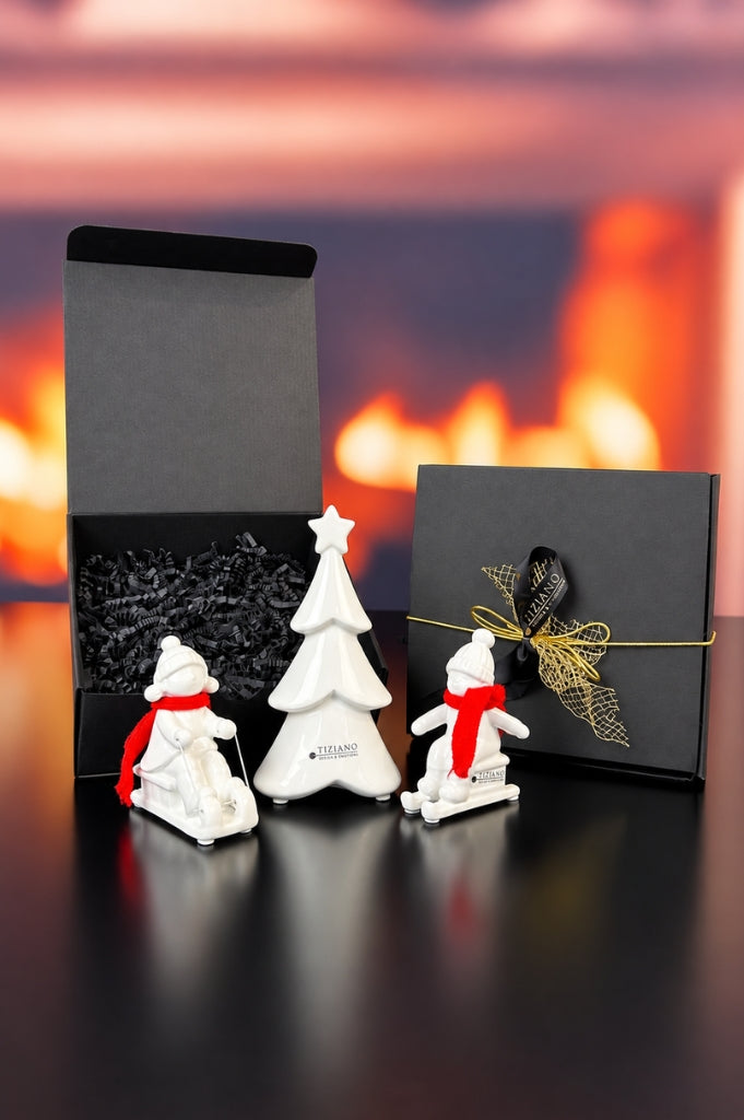 Geschenkbox Baum Cartore+Kinder Antea auf Schlitten