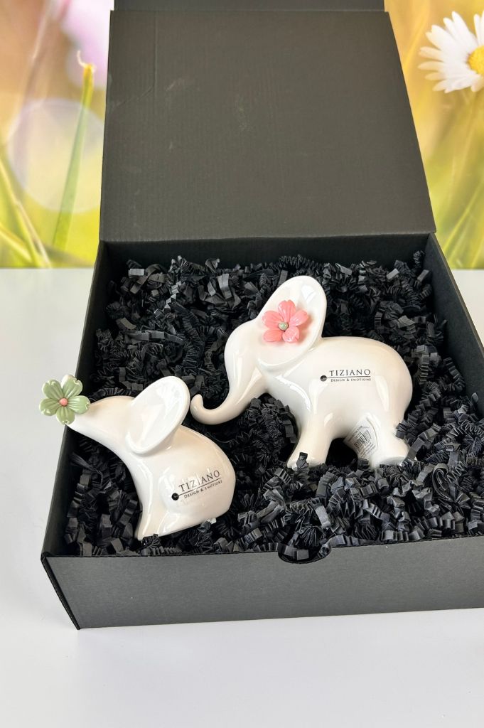 Geschenkbox Elefanten Leon mit Blume