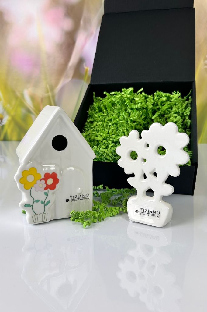 Geschenkbox S Haus Fano+Blume Folina creme-weiß