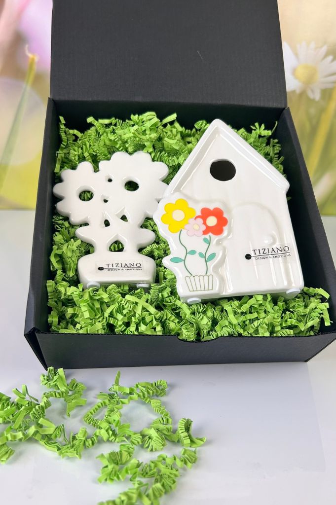 Geschenkbox S Haus Fano+Blume Folina creme-weiß