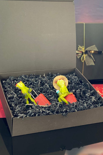 Geschenkbox Deko Froschlady on Tour grün