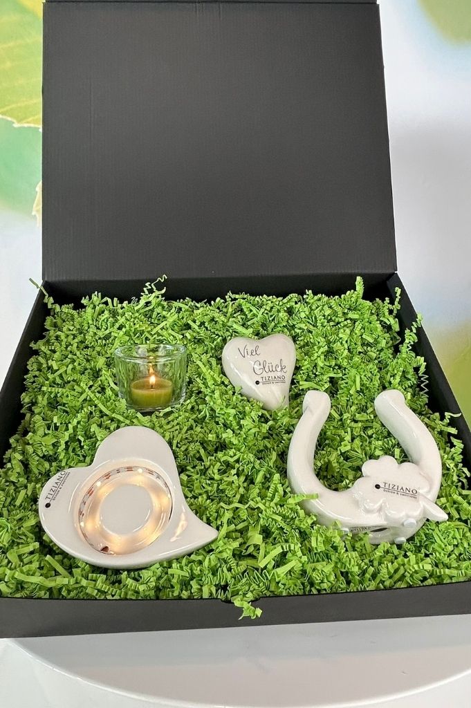 Geschenkbox Deko Hufeisen Fortuna+Giore+Herz Viel Glück
