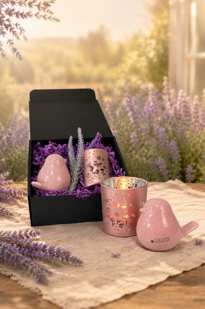 Geschenkbox Vogel Pallino fiona mit Teelicht Polline