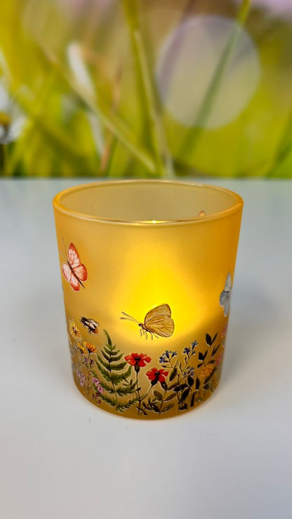 Windlicht Blumenwiese farbig