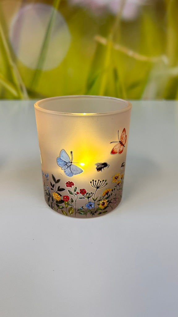 Windlicht Blumenwiese farbig