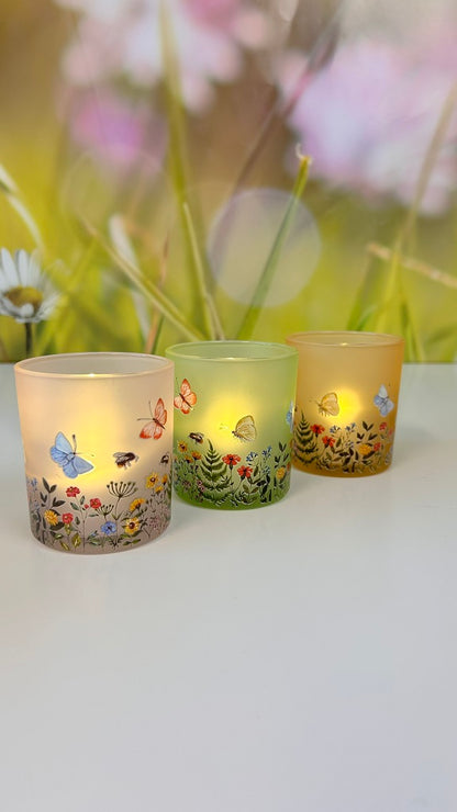 Windlicht Blumenwiese farbig