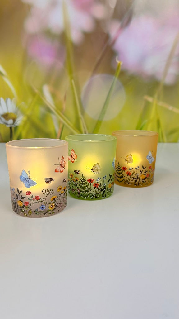 Windlicht Blumenwiese farbig