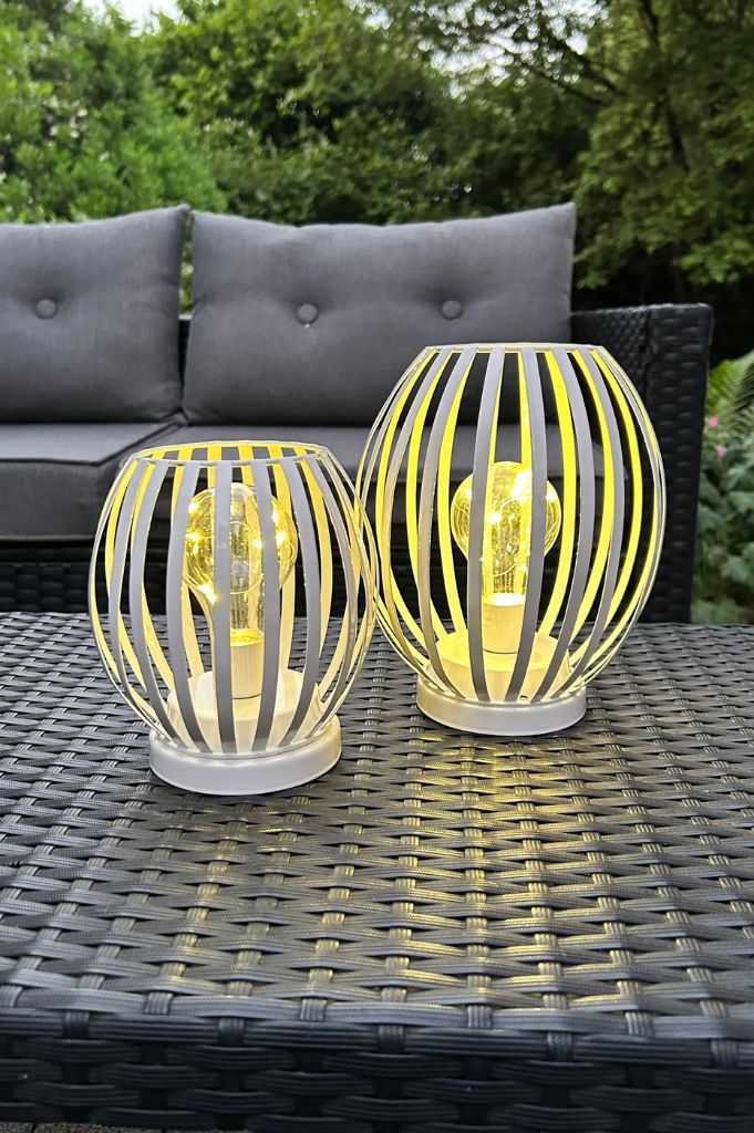 Lampe Glitter LED creme-weiß
