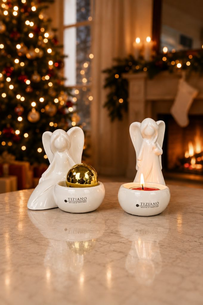 Deko Engel Grazia mit Lichtschale creme-weiß