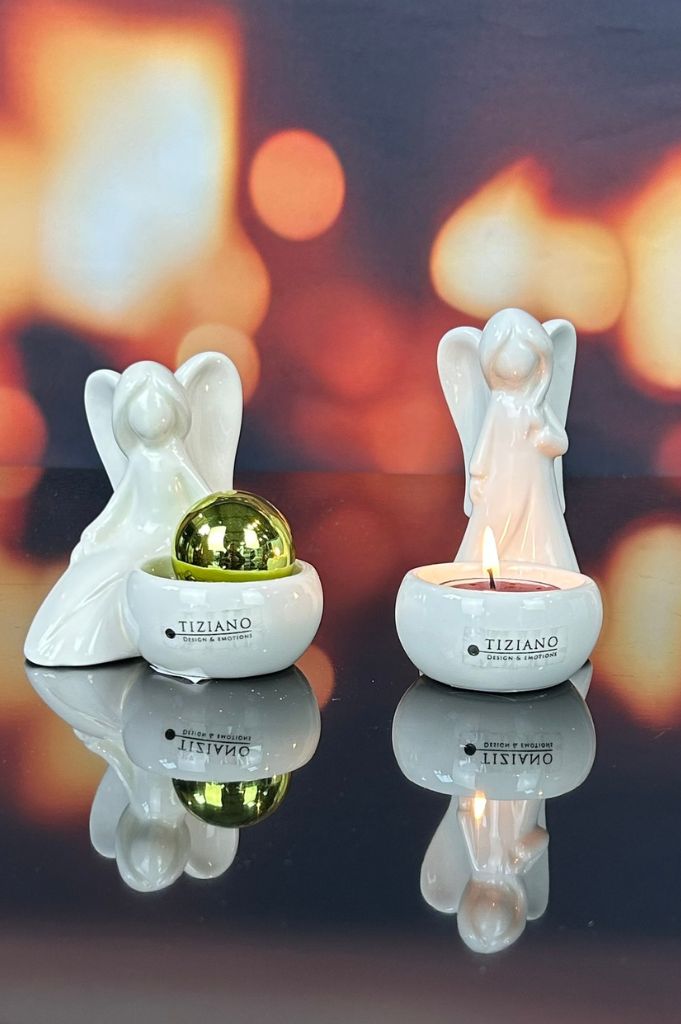 Deko Engel Grazia mit Lichtschale creme-weiß