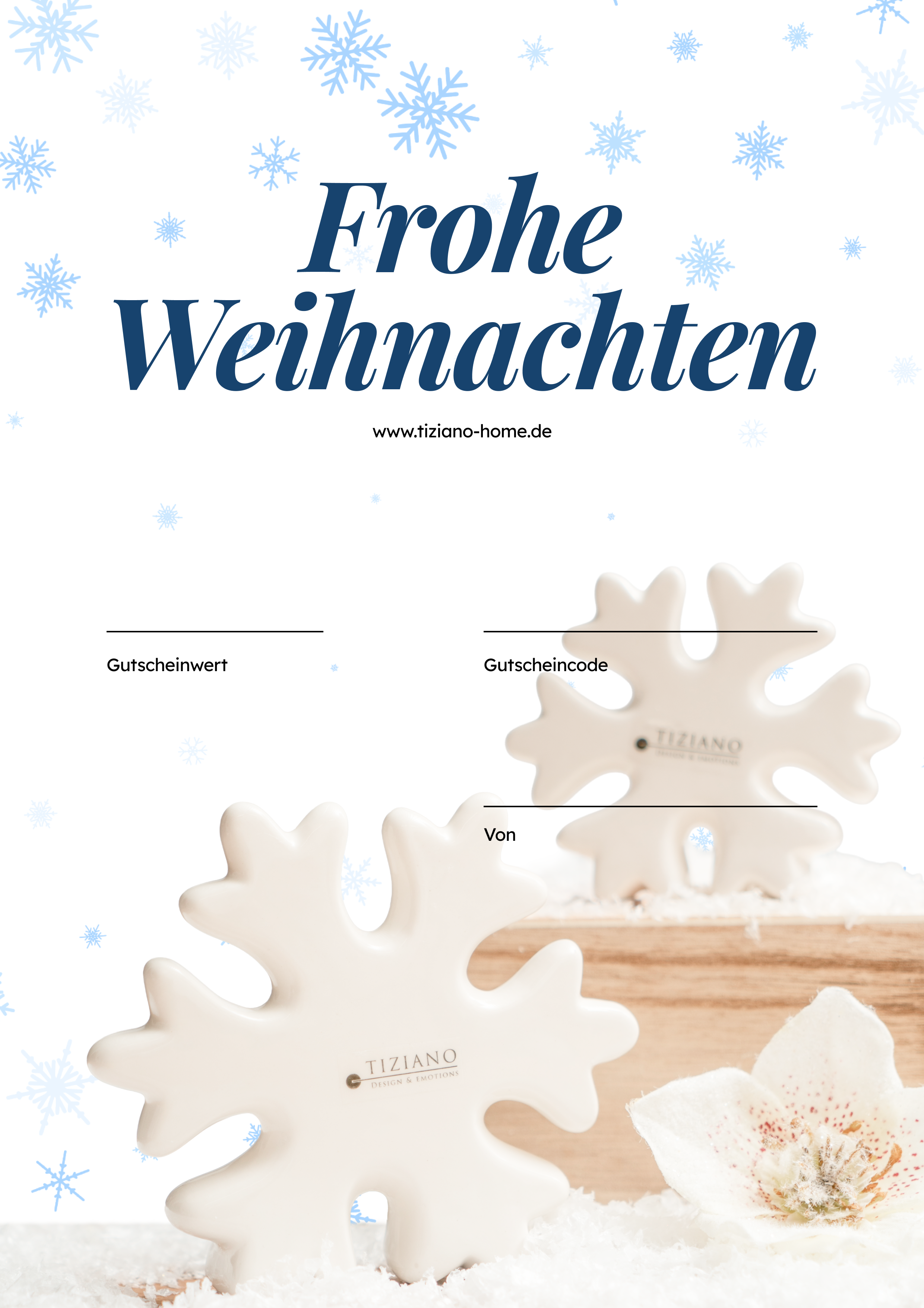 Geschenkgutschein frohe Weihnachten blau
