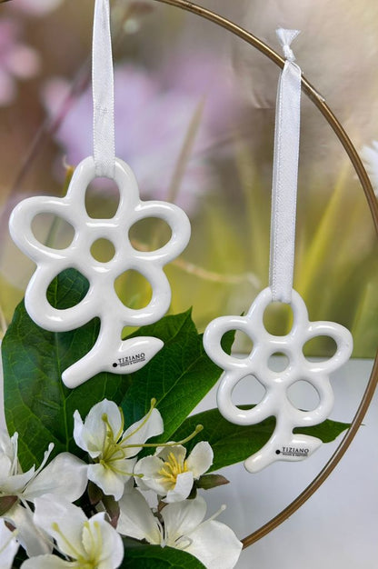 Deko Hänger Flora Blume creme-weiß