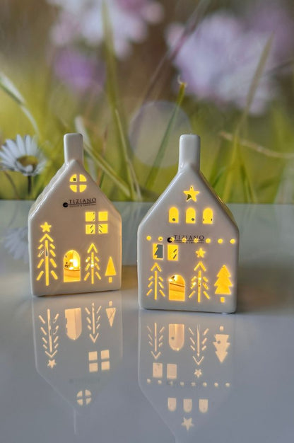 Deko Haus Ostia LED creme-weiß