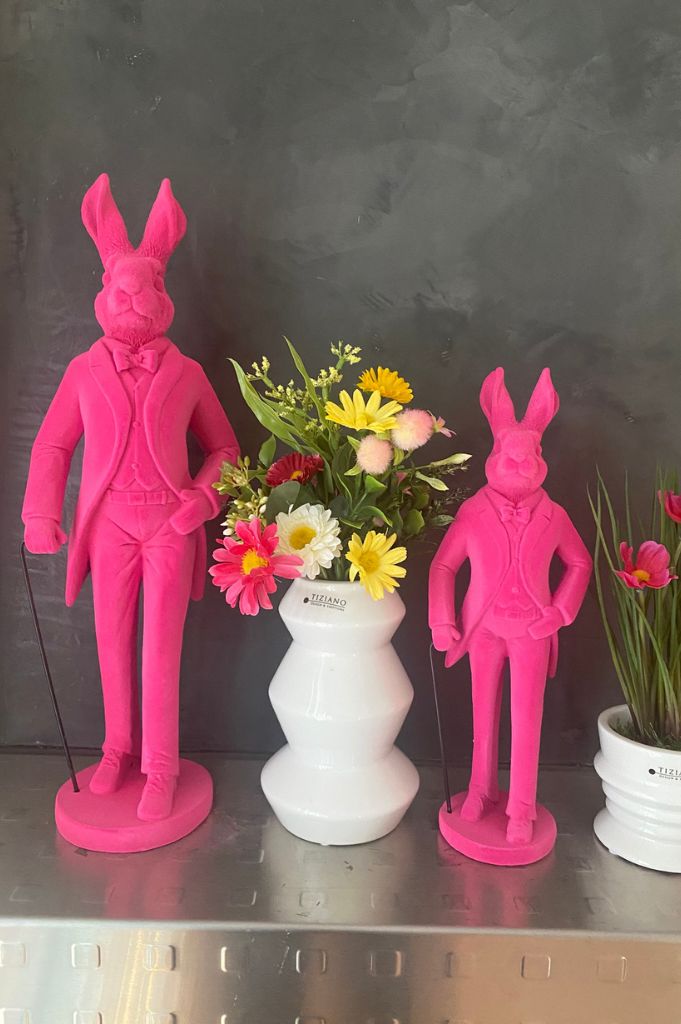 Deko Hase stehend Trend Flock pink