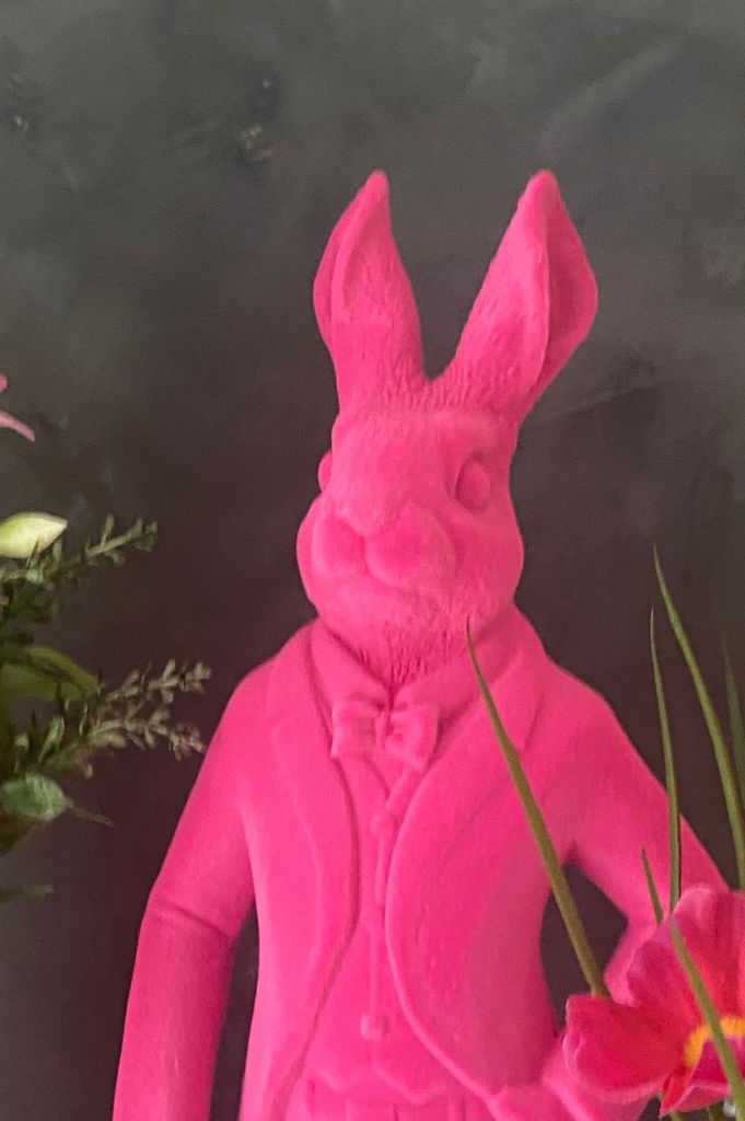 Deko Hase stehend Trend Flock pink