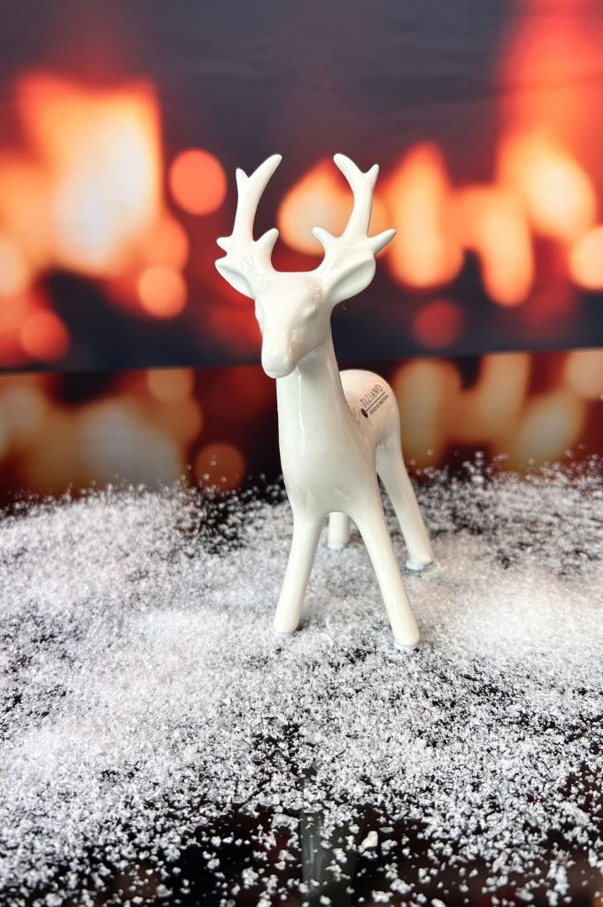 D21 Deko Rentier Riola 17cm creme-weiß