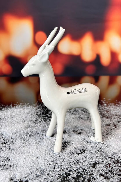 D21 Deko Rentier Riola 17cm creme-weiß