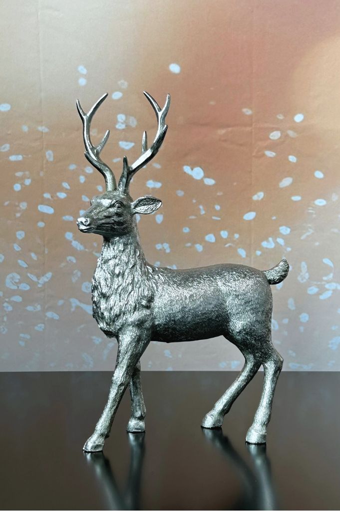 Deko Hirsch Klassik 44cm antik-silber