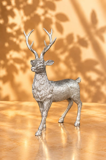 Deko Hirsch Klassik 44cm antik-silber