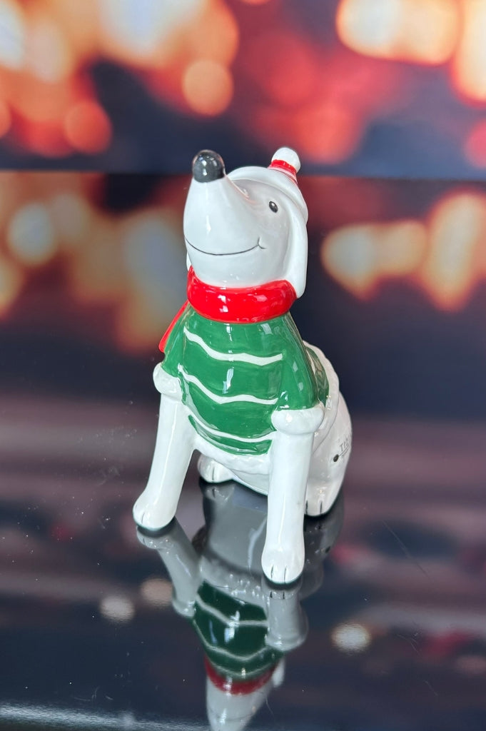 Deko Hund Rolf mit Pulli grün