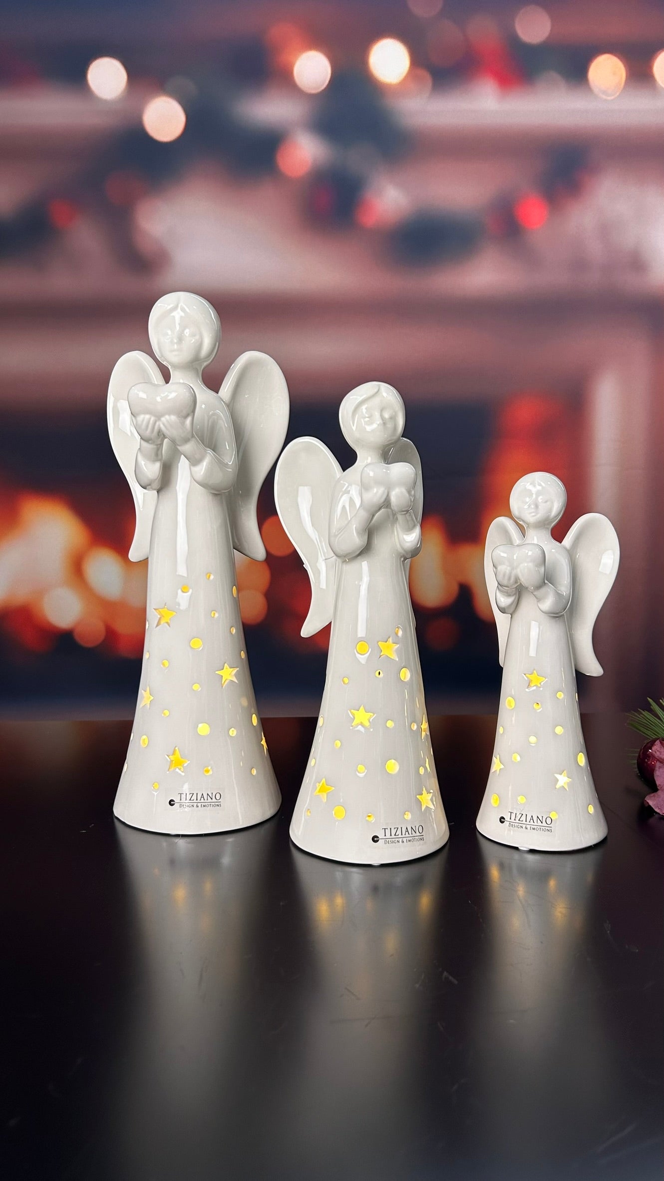 Engel Laila LED mit Stern creme-weiß