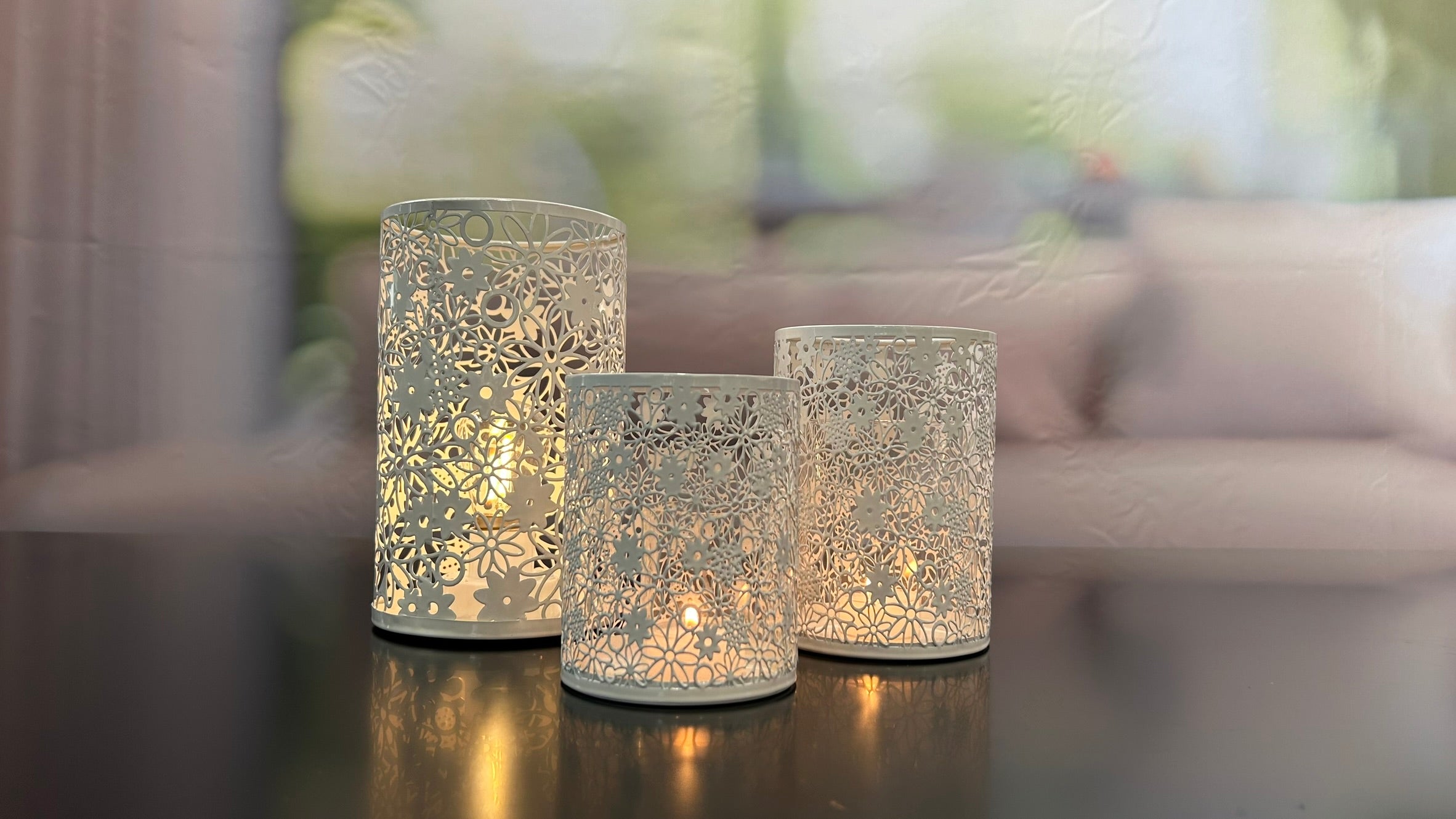 Metalllicht Fiori creme-weiß