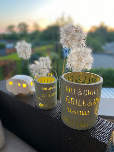 Windlicht 2er Set metall grün "Grill&Chill"