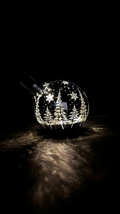 Glaskugel Fabola LED liegend 15cm silber