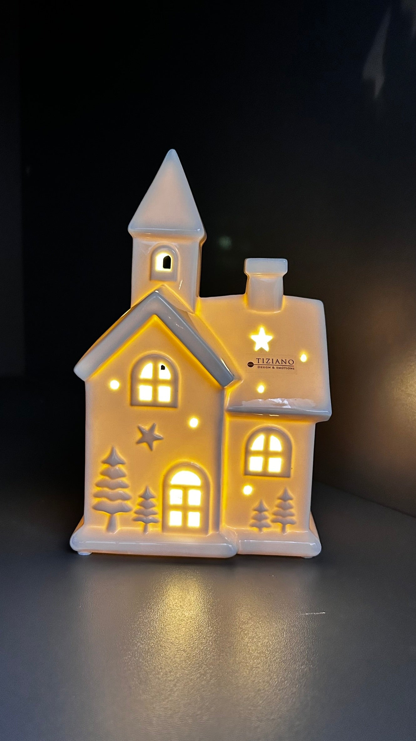 Deko Kirche Spirito LED creme-weiß