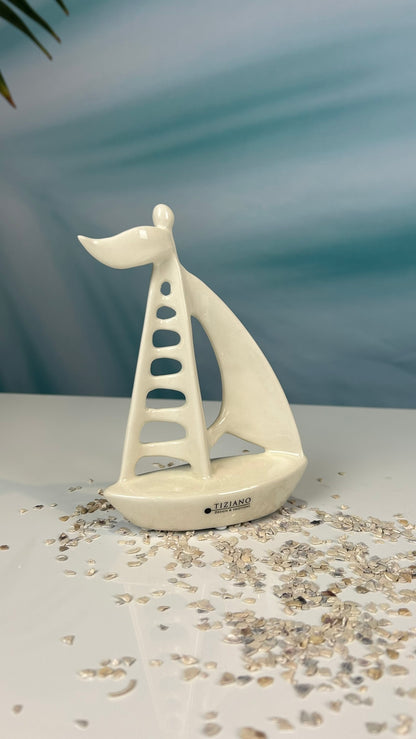 Deko Boot Casali creme-weiß