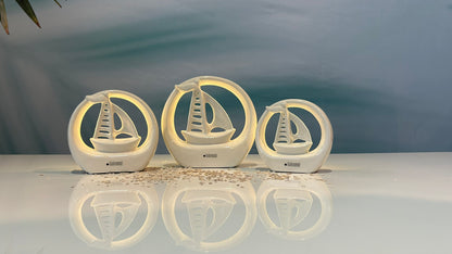Dekoboot Casali im Ring LED creme-weiß