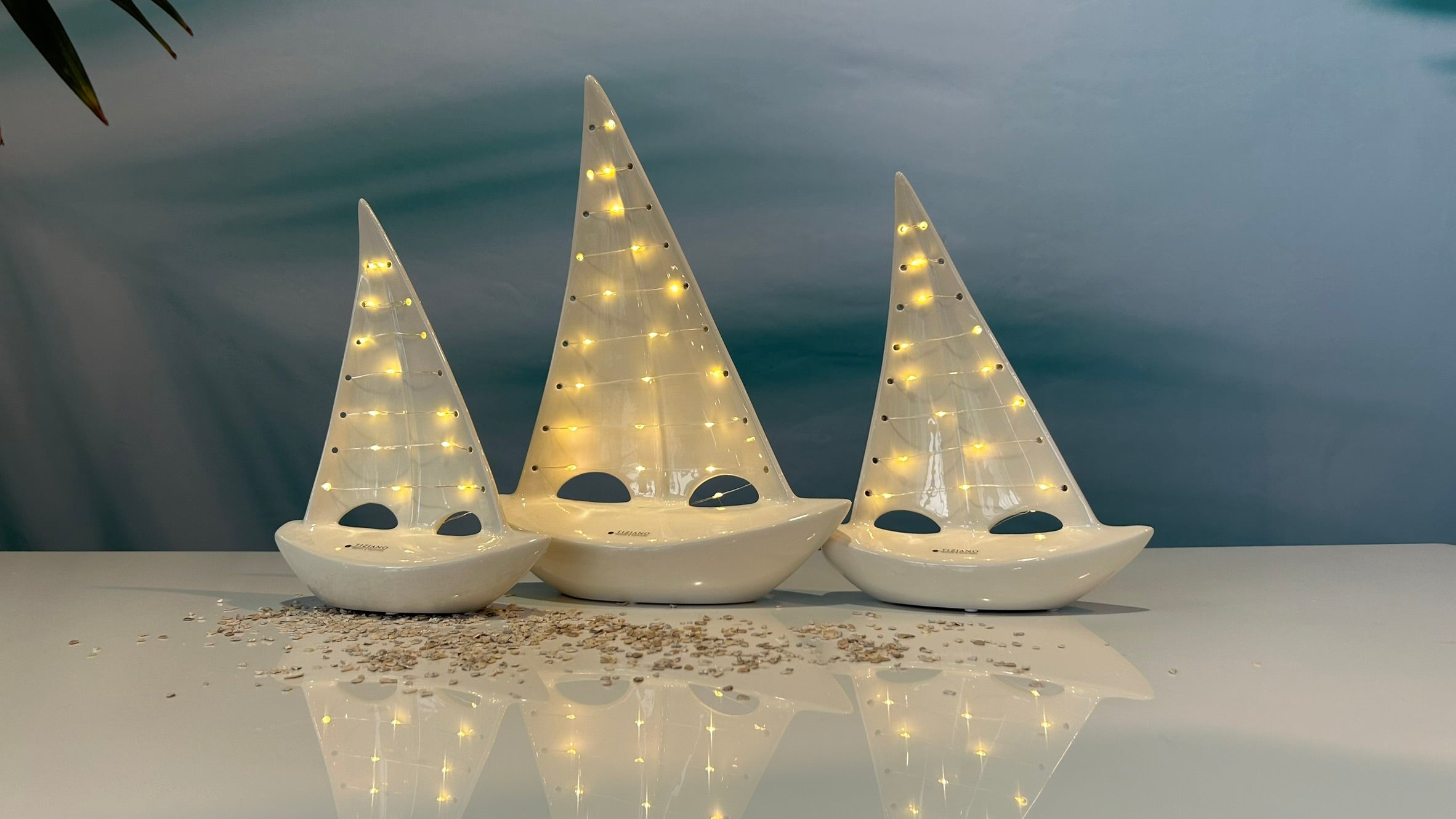 Deko Boot Andiamo LED weiß-creme