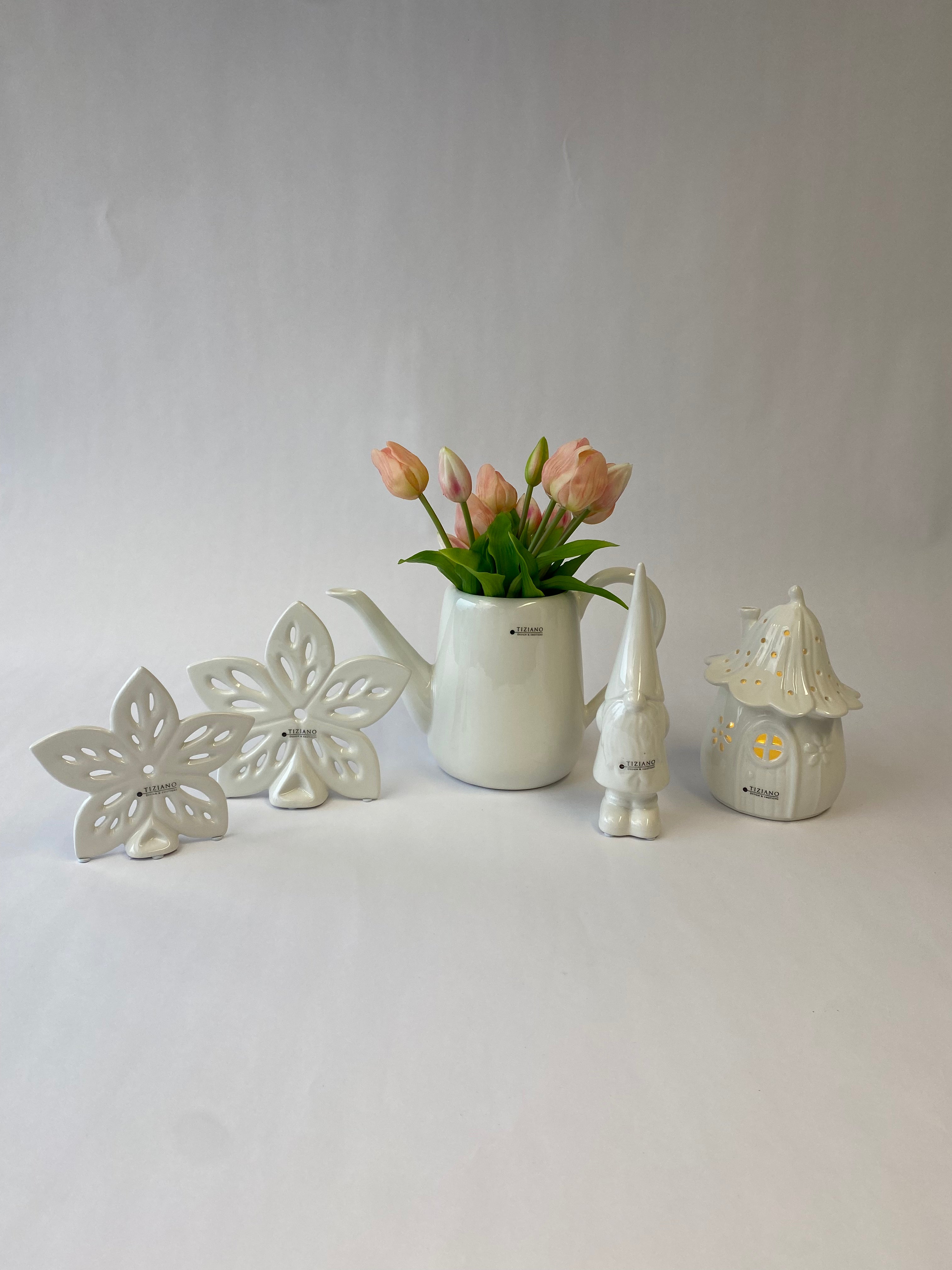 Dekoset Zwerg Geraldo+Haus Solina LED+Giesskanne Ravello